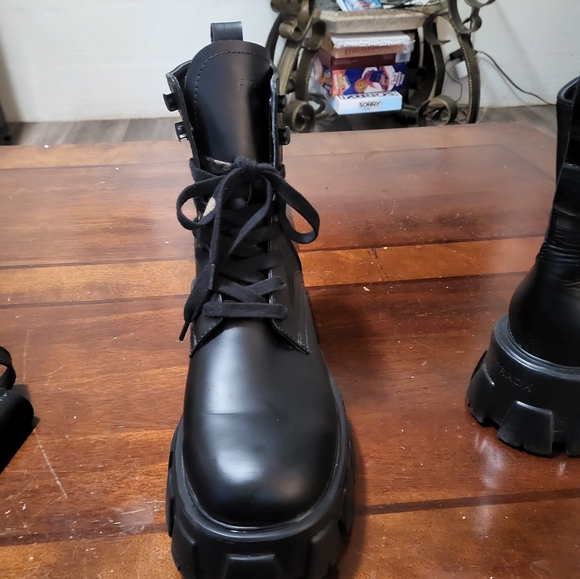 Prada Monolith Leather and Re-Nylon Boots with Pouch - Picture 10 of 16